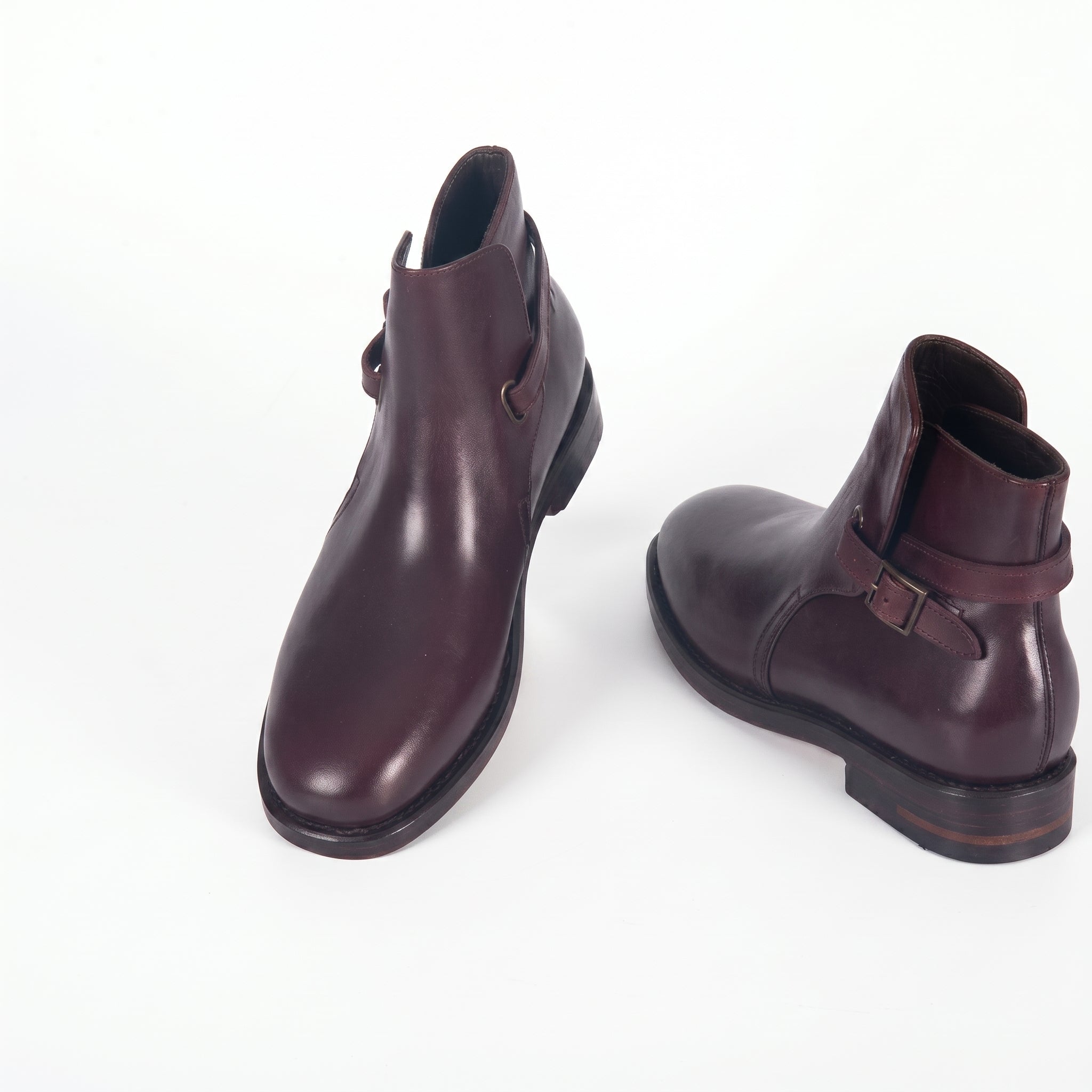 Men's Burgundy Leather Jodhpur Boots | Wraparound Buckle Ankle Boot