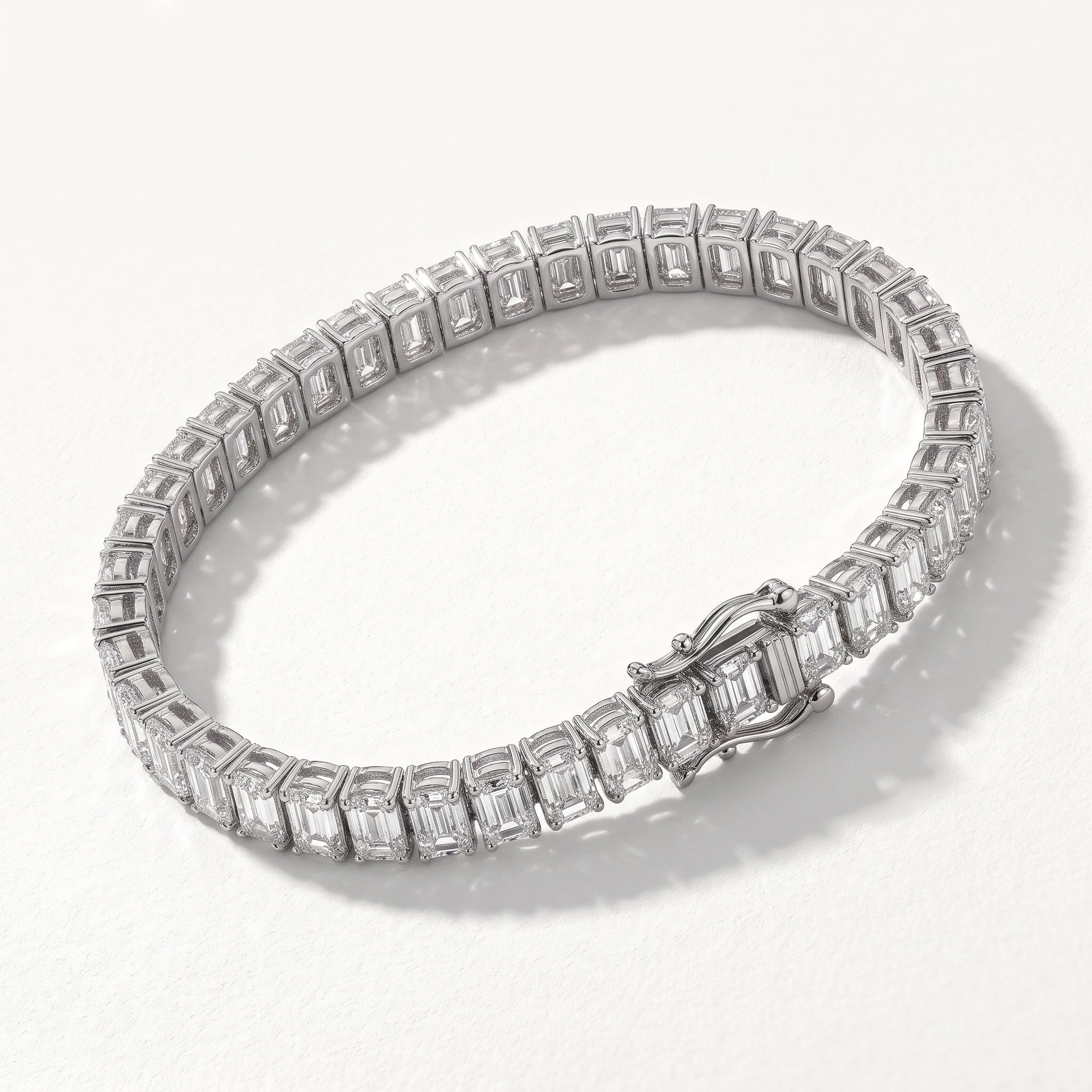 Emerald Cut D-E VVS 14.7 tcw Diamond Tennis Bracelet in 14K White Gold