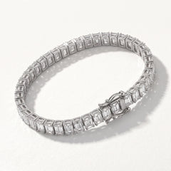 Emerald Cut D-E VVS 14.7 tcw Diamond Tennis Bracelet in 14K White Gold