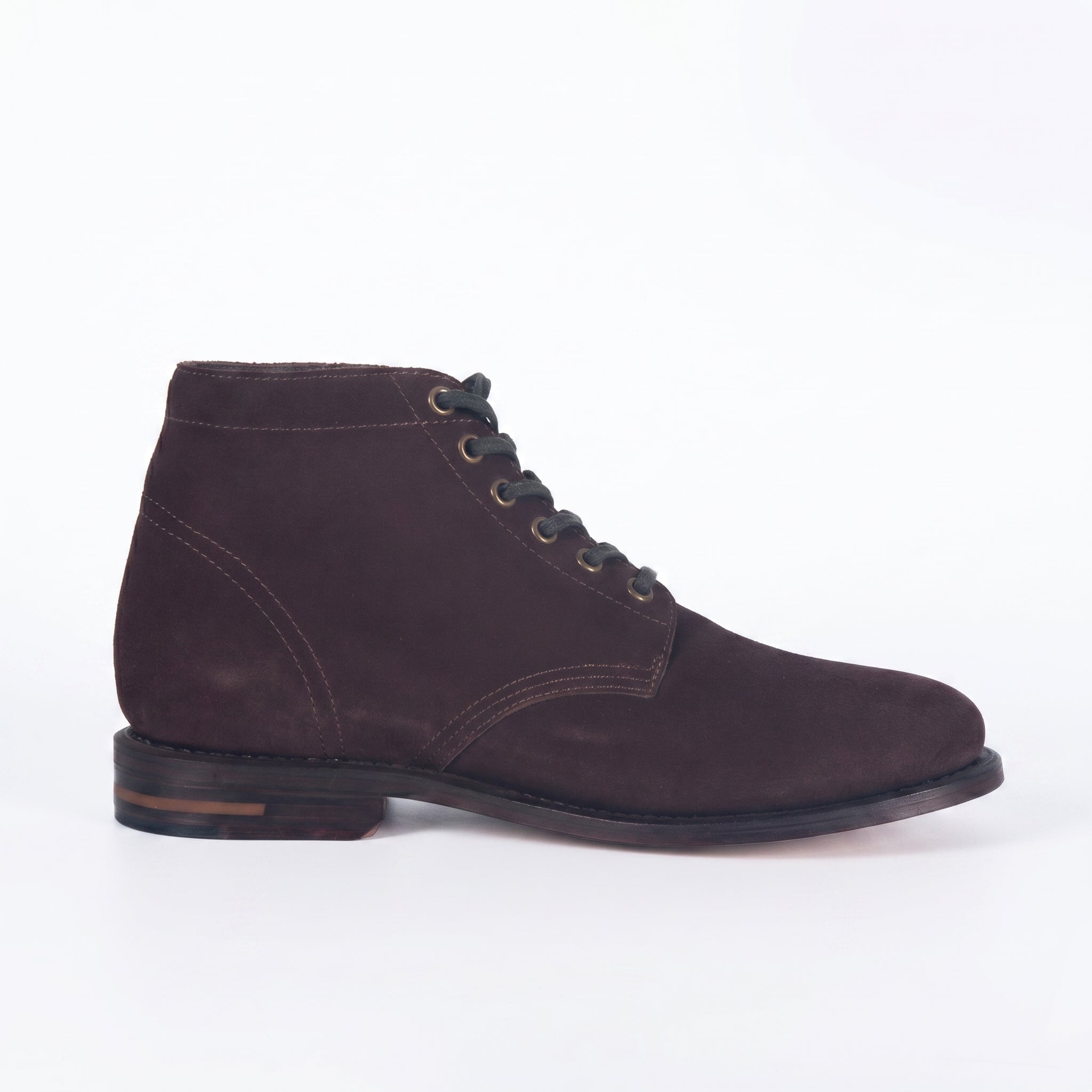 Men's Dark Brown Suede Lace-Up Ankle Boots | Plain Toe
