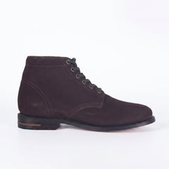 Men's Dark Brown Suede Lace-Up Ankle Boots | Plain Toe