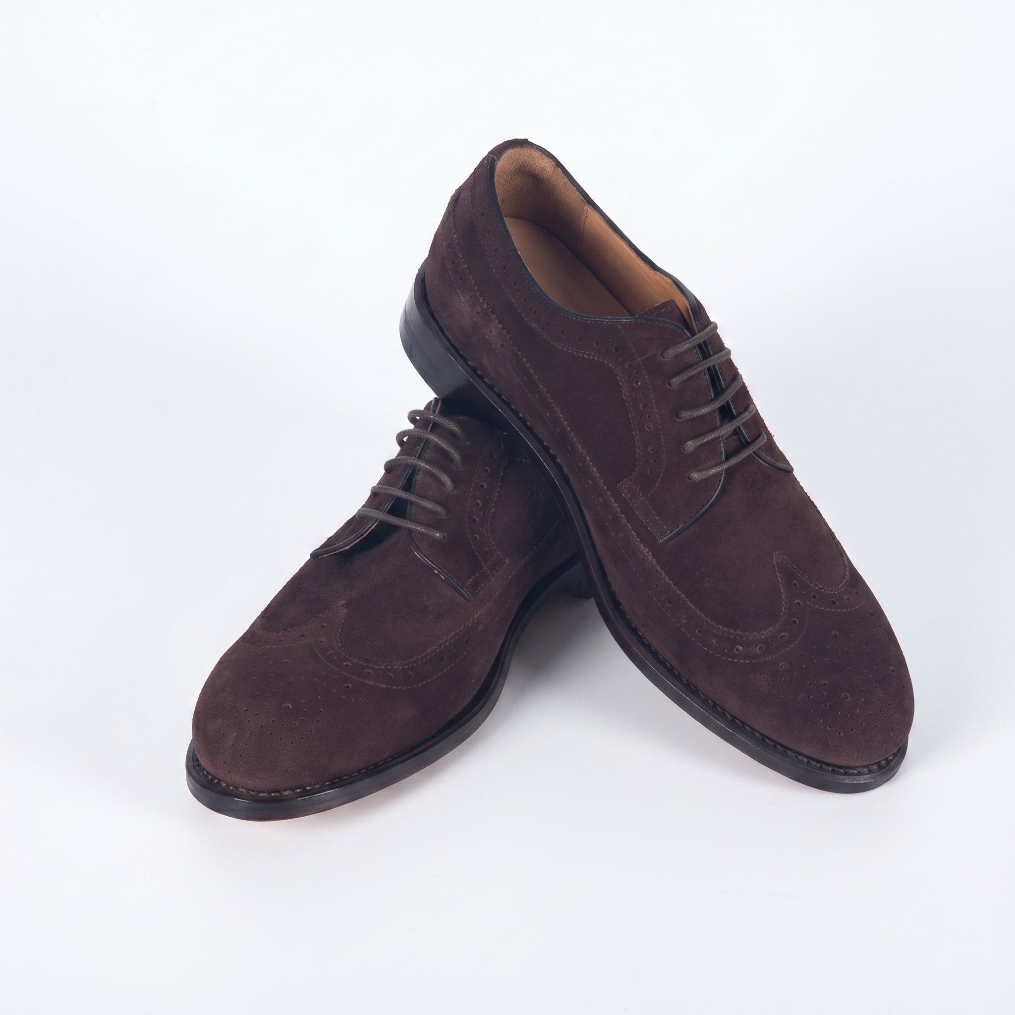 Men's Chocolate Brown Suede Penny Loafers | Contrast Leather Strap & Stitching
