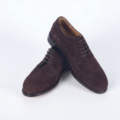 Men's Chocolate Brown Suede Penny Loafers | Contrast Leather Strap & Stitching