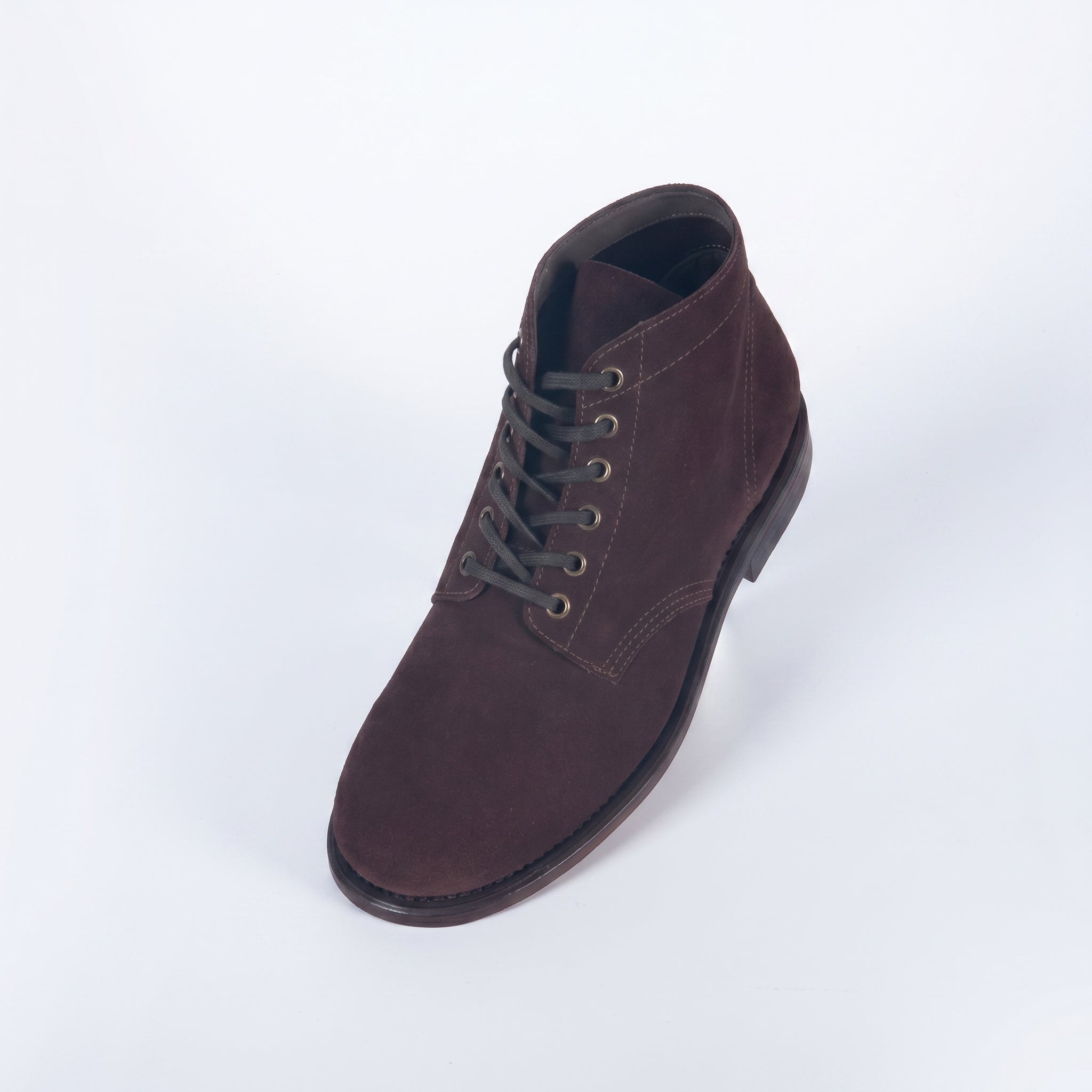 Men's Dark Brown Suede Lace-Up Ankle Boots | Plain Toe