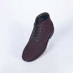 Men's Dark Brown Suede Lace-Up Ankle Boots | Plain Toe