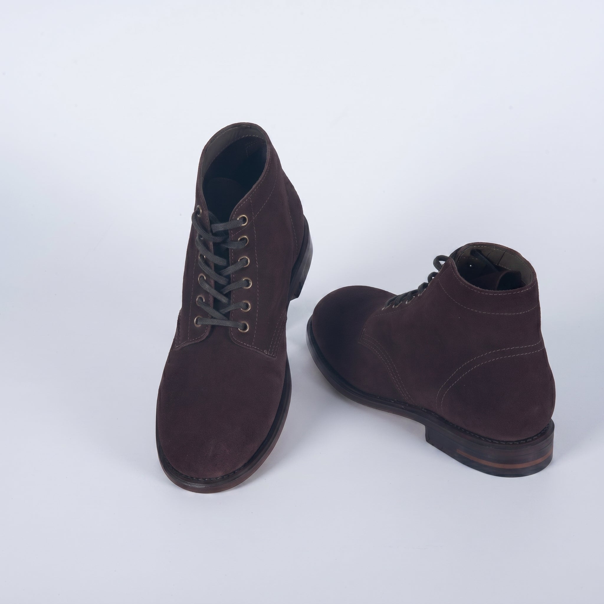Men's Dark Brown Suede Lace-Up Ankle Boots | Plain Toe