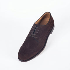 Men's Chocolate Brown Suede Penny Loafers | Contrast Leather Strap & Stitching