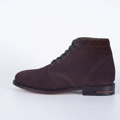Men's Dark Brown Suede Lace-Up Ankle Boots | Plain Toe