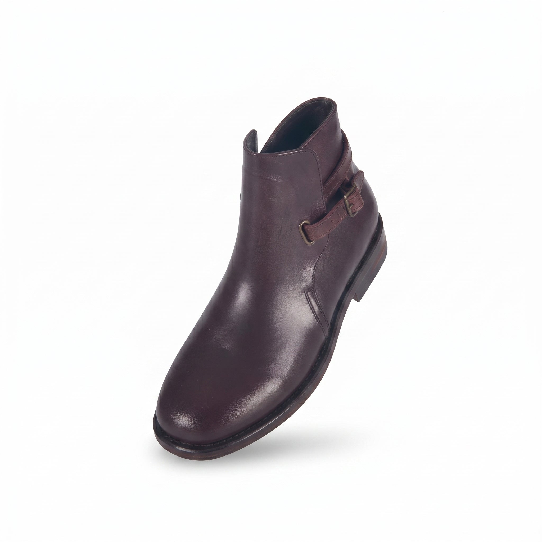 Men's Burgundy Leather Jodhpur Boots | Wraparound Buckle Ankle Boot