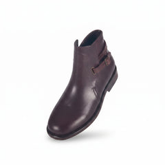 Men's Burgundy Leather Jodhpur Boots | Wraparound Buckle Ankle Boot