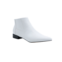 SARA White Pointed Toe Ankle Boots Grained