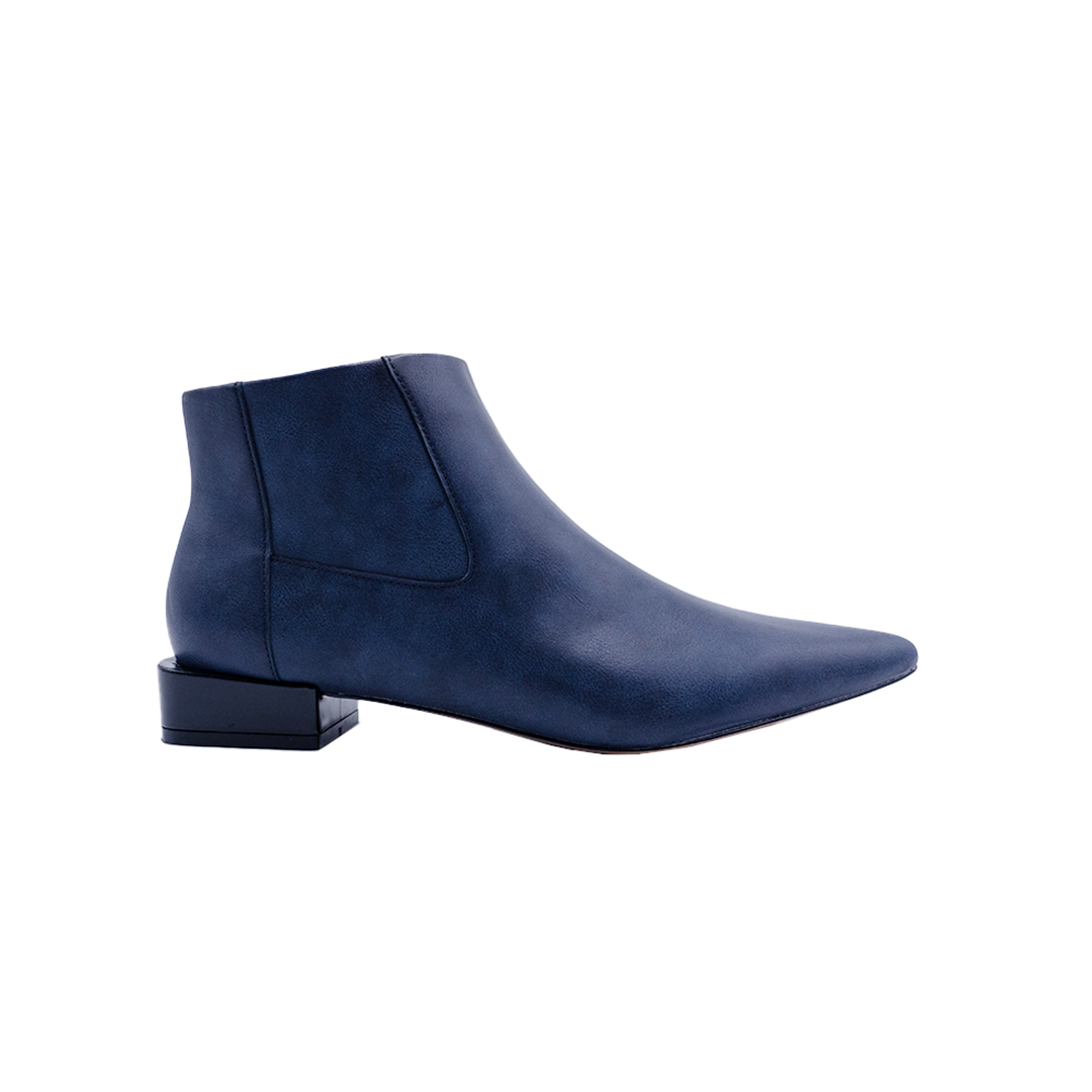SARA Blue Suedette Pointed Toe Ankle Boots