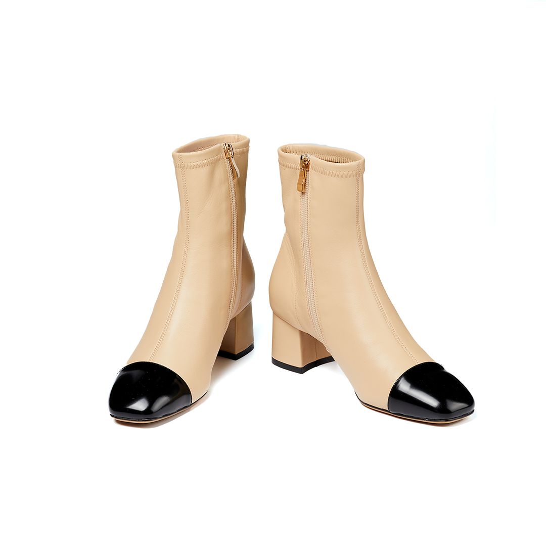 women s nude patchwork ankle boots