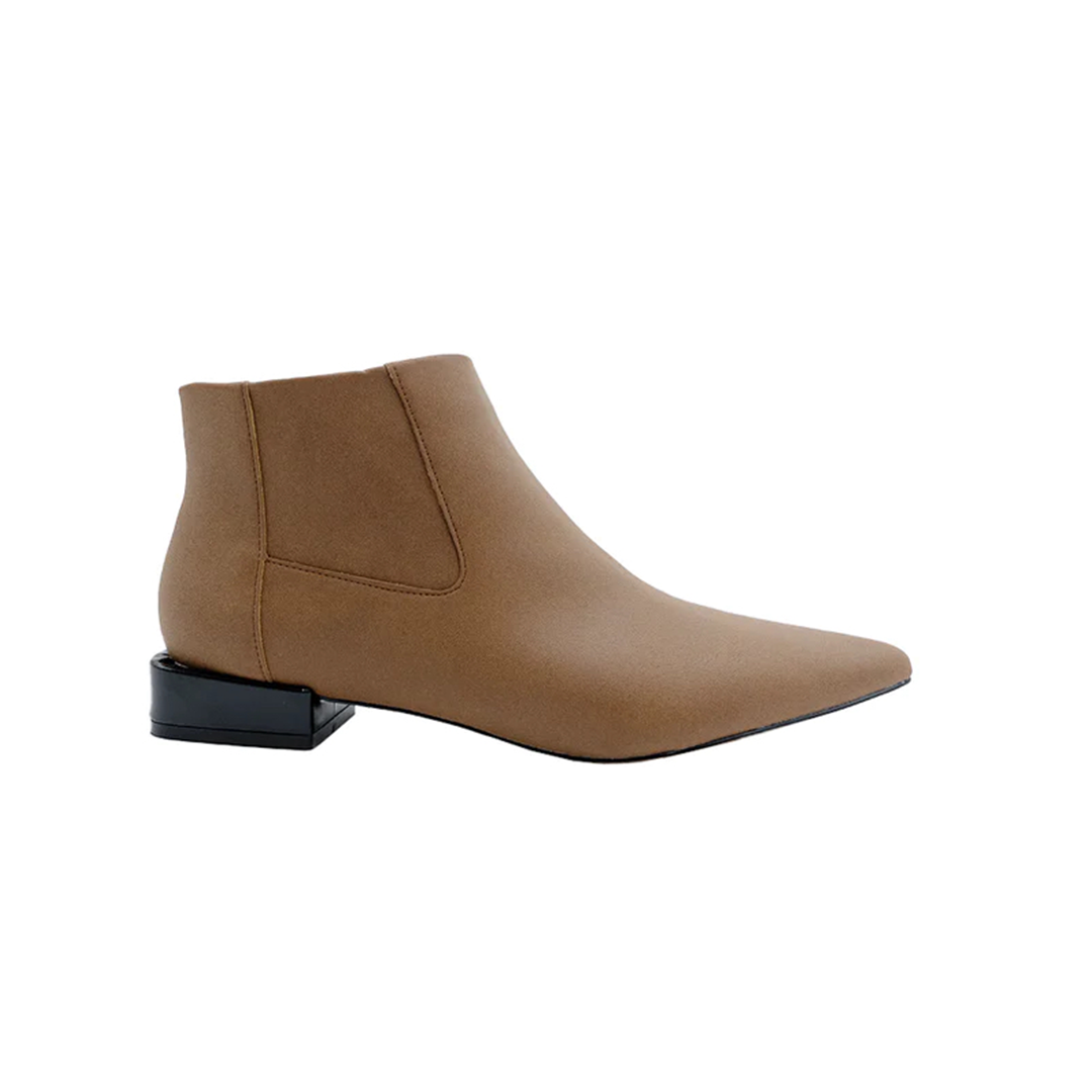 SARA Pointed Toe Ankle Caramel Suede Boots