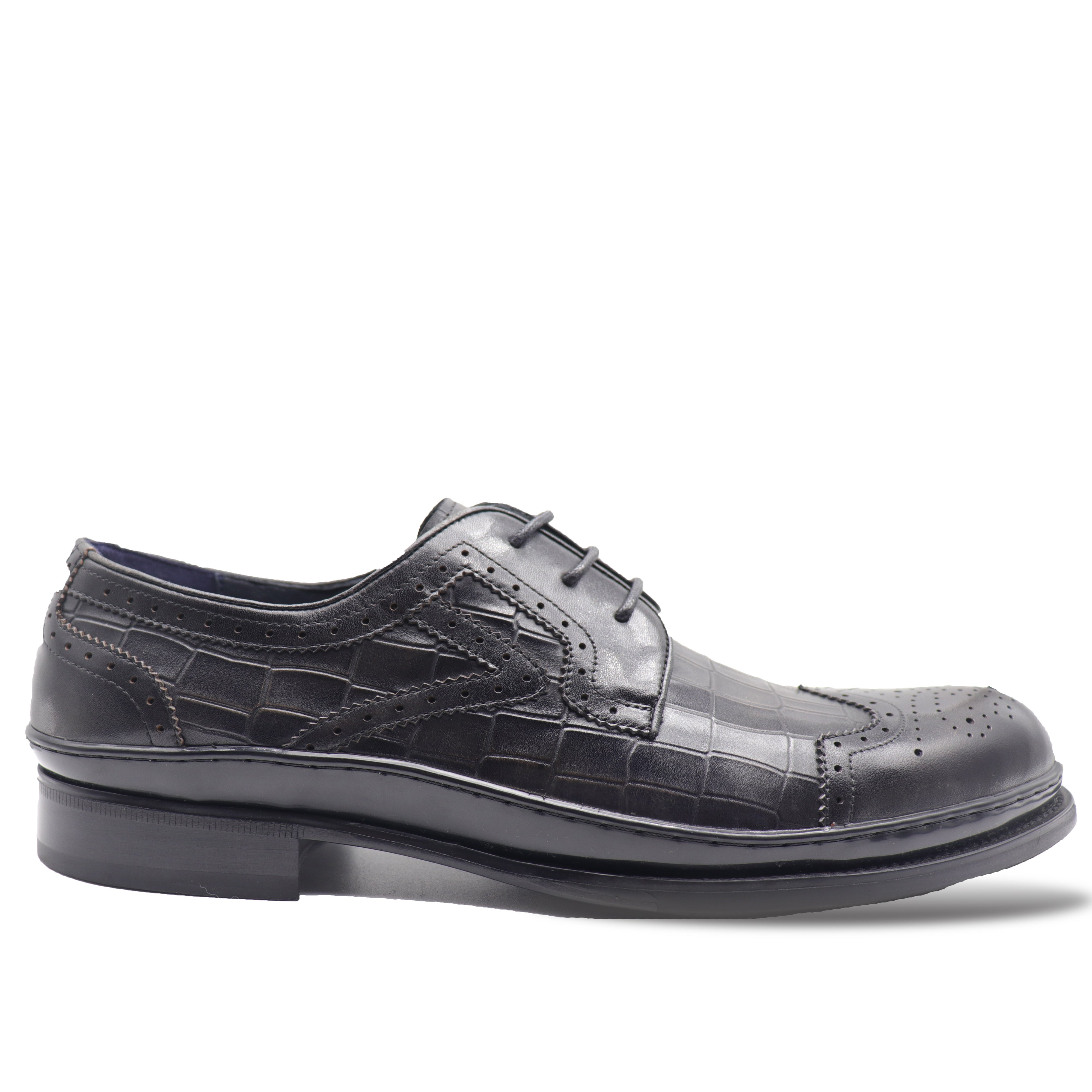 Men's business classic black calfskin Embryo Color Change  leather shoes