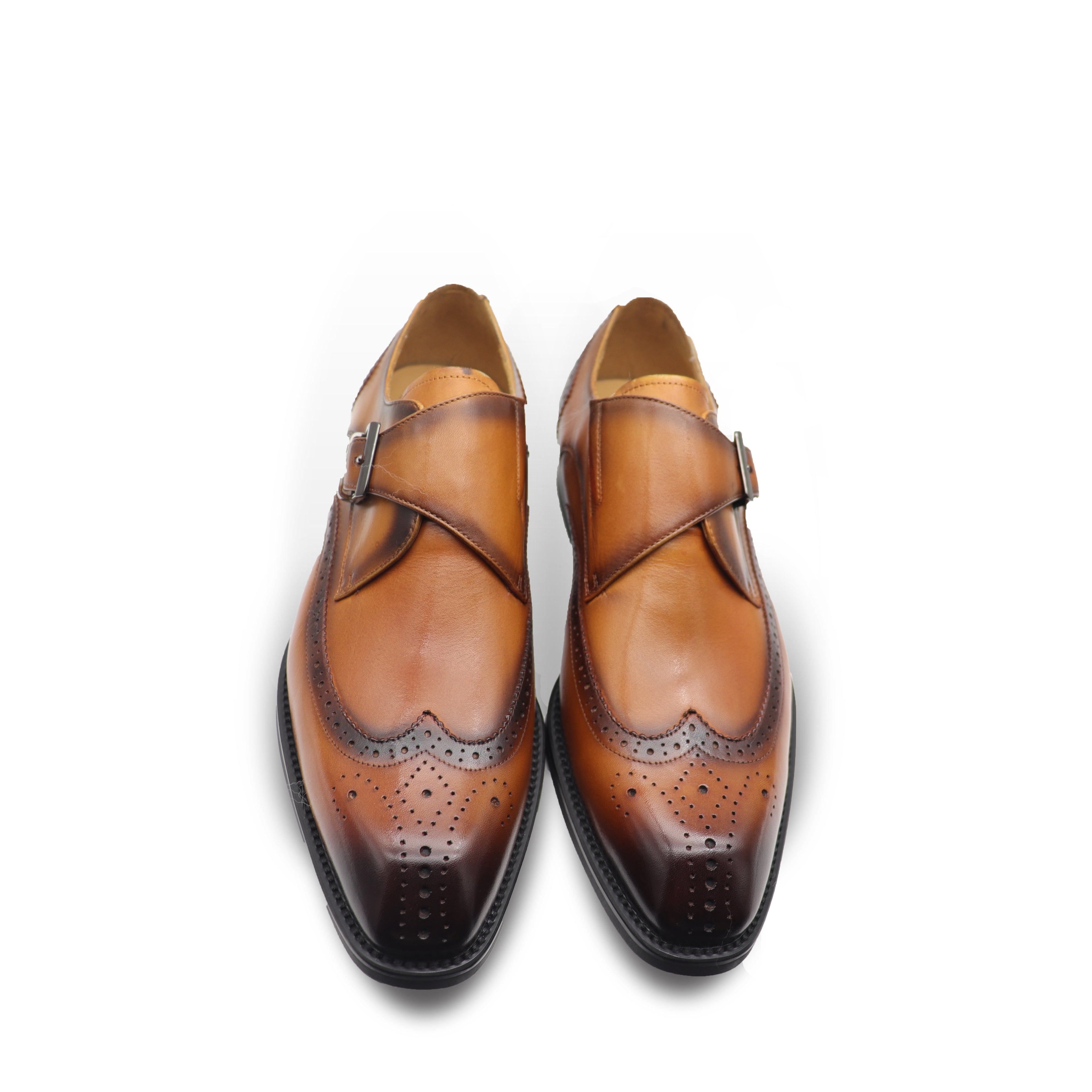 mens brown monk strap dress shoes The Lucca Monk Shoe in Honey Floral