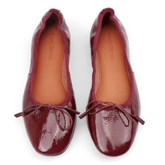 Women's pointed Cherry red glossy sheepskin commuter shoes