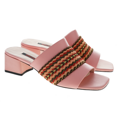 Women pink Sheepskin and webbing leather sandals｜pink exotic Sheepskin and webbing leather and lace leather  sandals