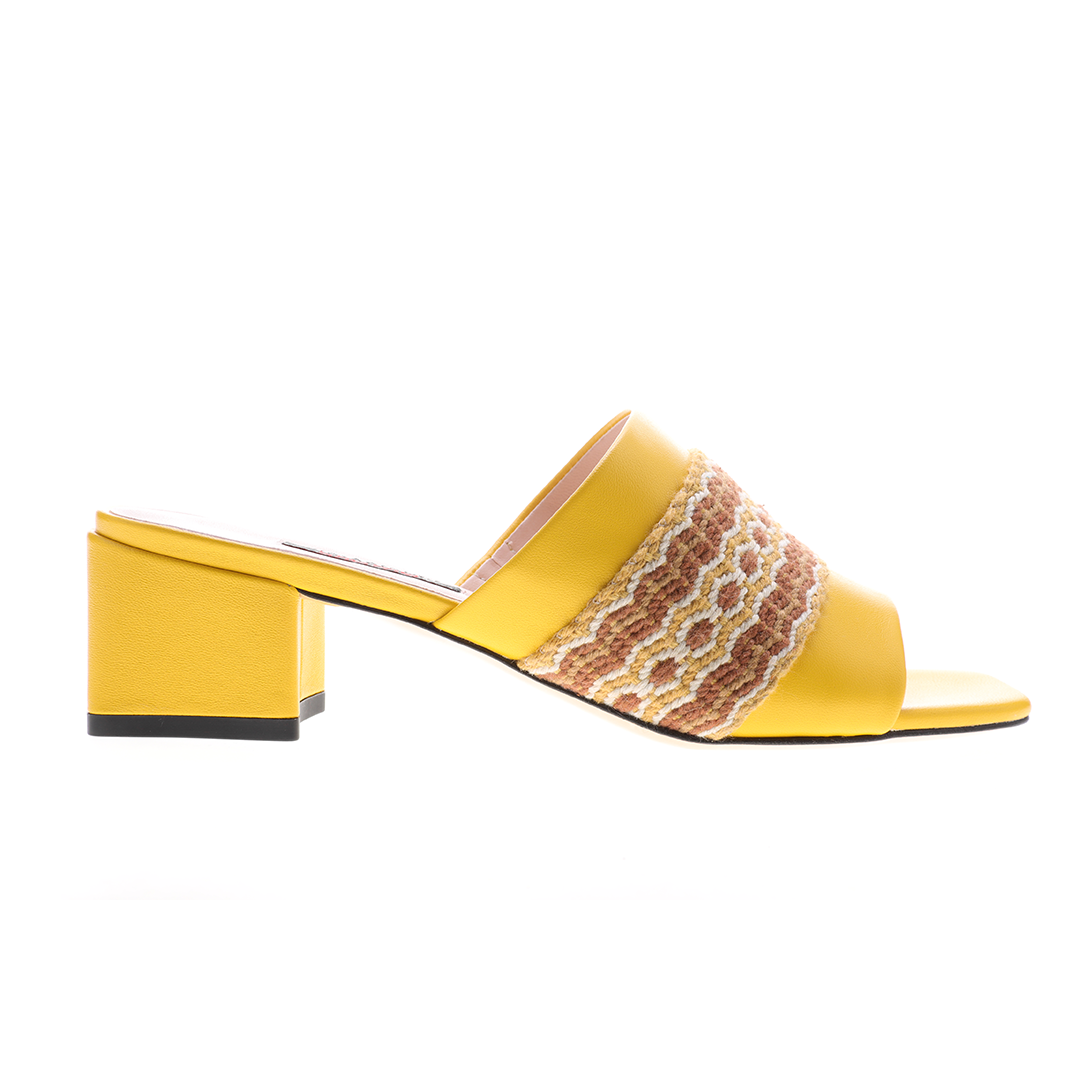 Women yellow Sheepskin and webbing leather sandals｜yellow exotic Sheepskin and webbing leather and lace leather  sandals