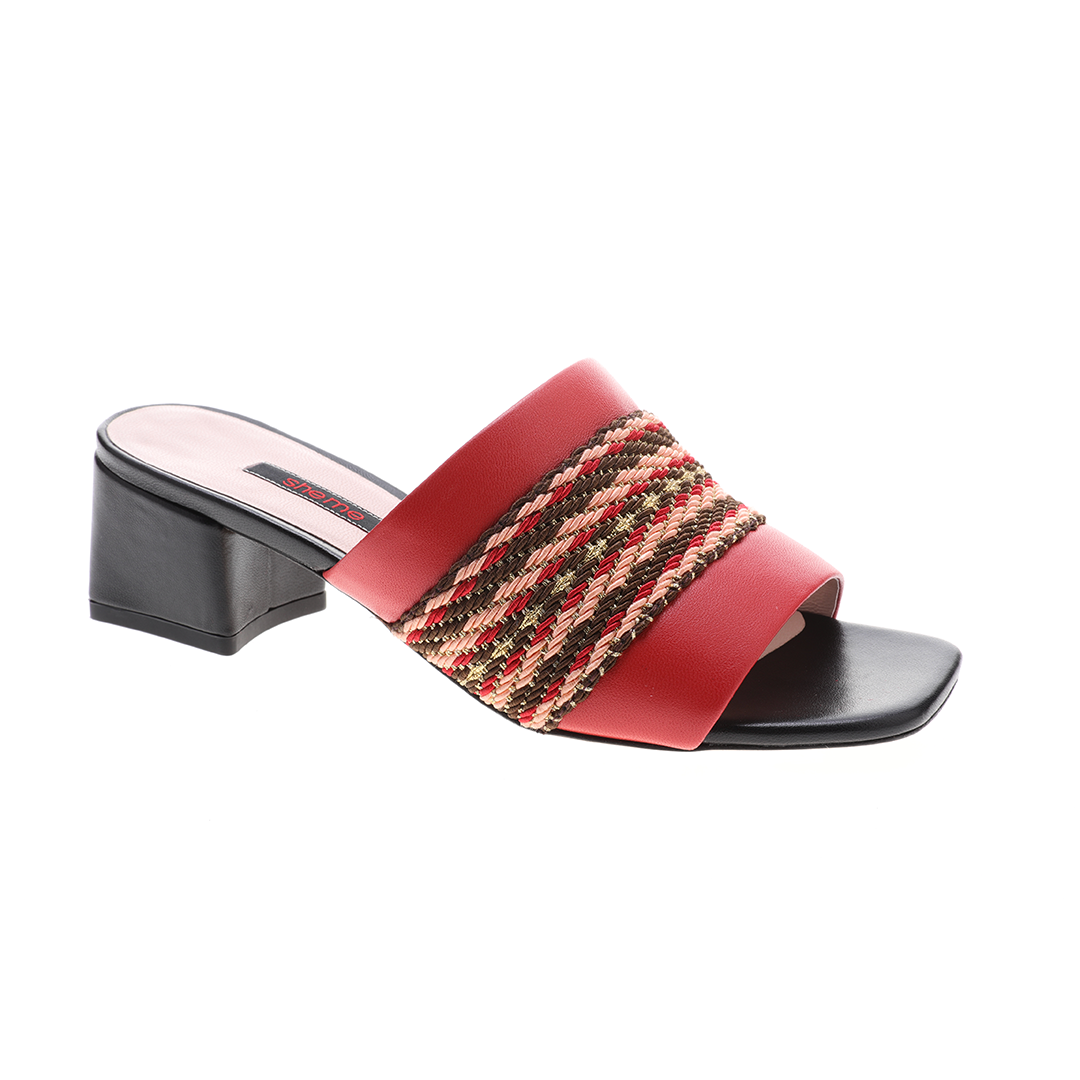 Women red Sheepskin and webbing leather sandals｜red exotic Sheepskin and webbing leather and lace leather sandals