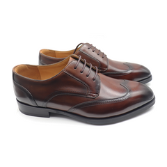 Brown Old English Brogue cowhide oxfords for men