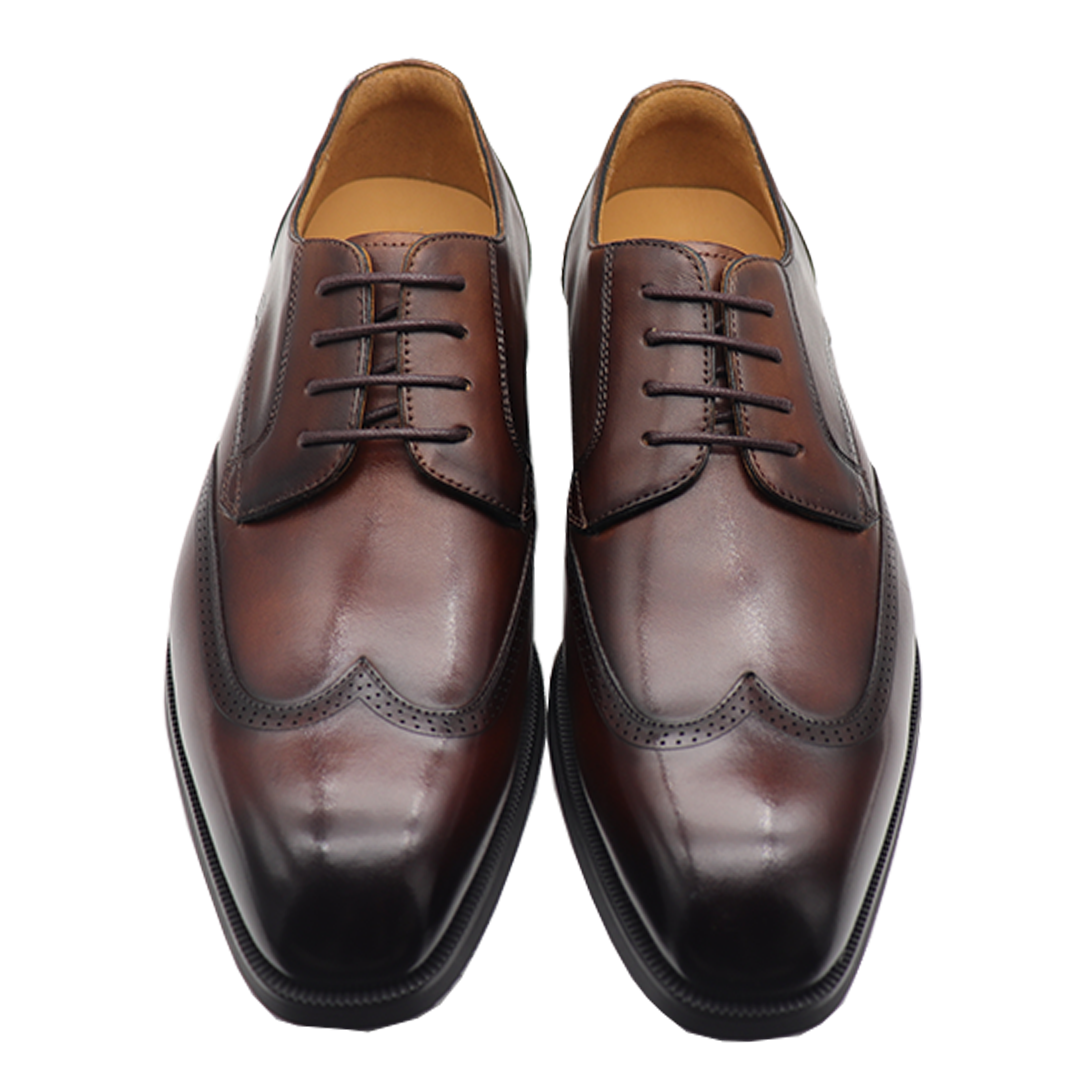 Brown Old English Brogue cowhide oxfords for men