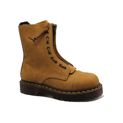 coffee Thick bottom Middle zipper ankle boots First floor crazy horse