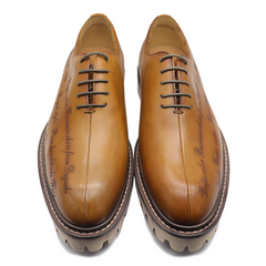 Men's brown letter print Cowhide oxfords