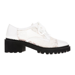Women’s white Patent leather and lace leather sneaker ｜ white Hollow out Patent leather and lace leather sneaker