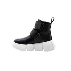 Women’s black cowhide leather high sneaker  ｜black a couple of Velcro cowhide leather high sneaker