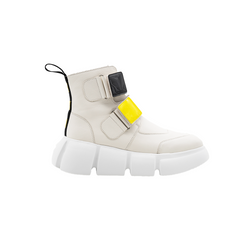 Men’s White cowhide leather high sneaker ｜ White a couple of Velcro cowhide leather high sneaker