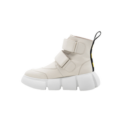 Women’s White cowhide leather high sneaker ｜ White a couple of Velcro cowhide leather high sneaker