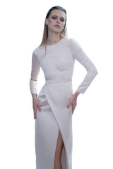 Vivienne Hu Architectural Pink Double Face Satin Gown