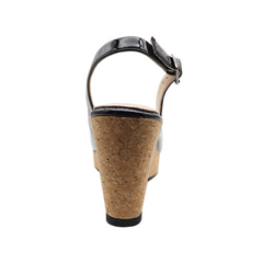 black minimalistic Ankle Strap espadrille wedges