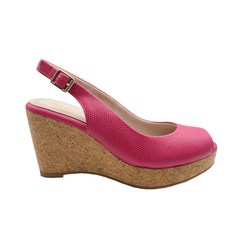 Rose red minimalistic Ankle Strap espadrille wedges