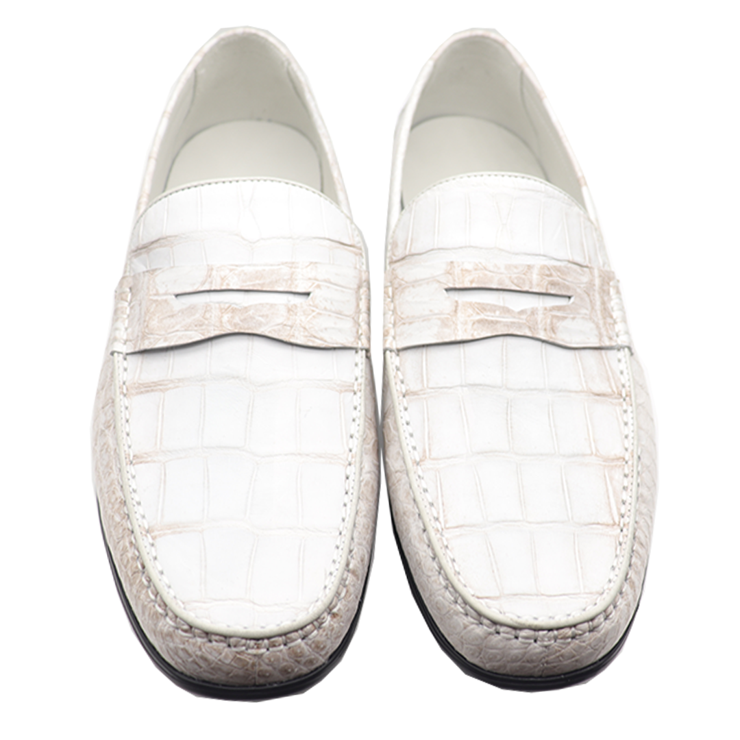 Men s White Casual Classic Penny Loafer Moccasin