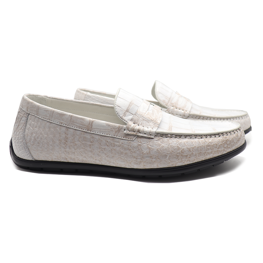 Mens white 2025 penny loafers