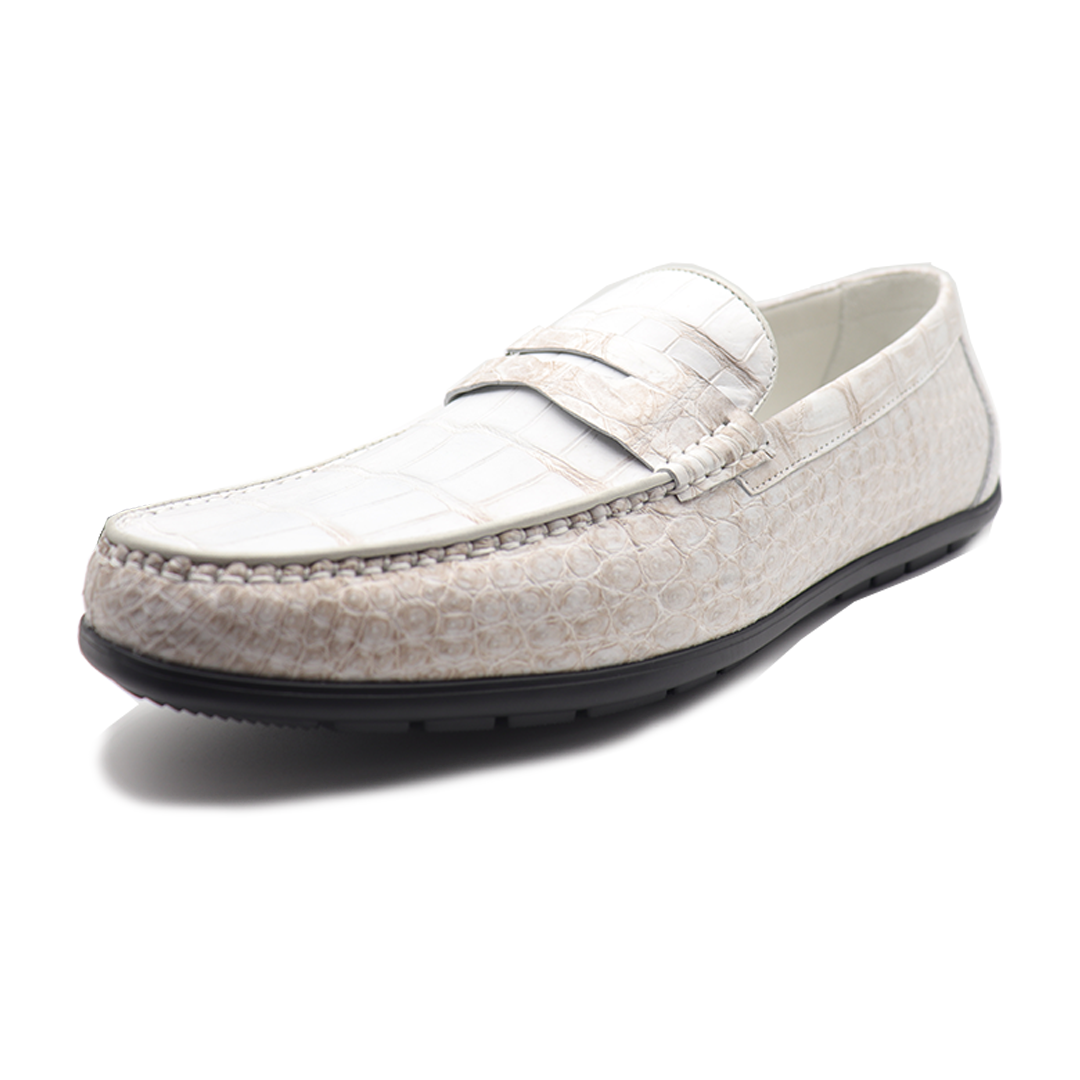 Men's White Casual Classic Penny Loafer Moccasin