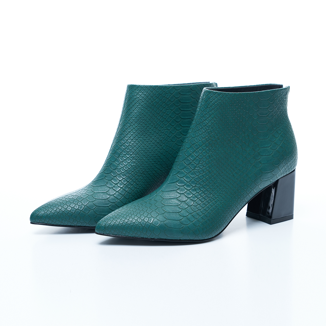 Forest Crocodile Block Heels Ankle Boots - VHNY 