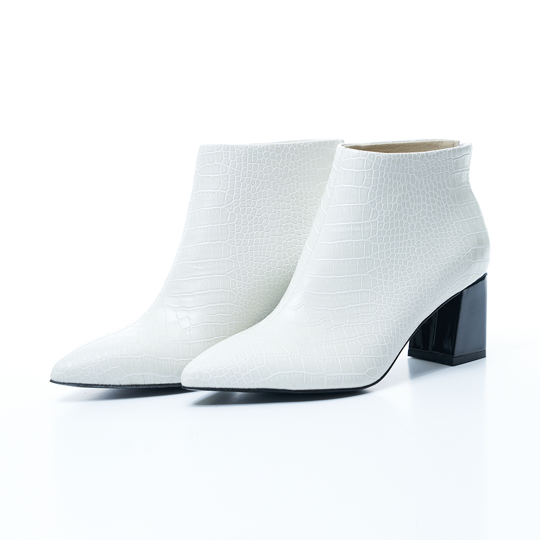 White croc ankle boots best sale