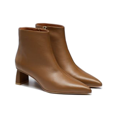 Women's brown pointed sheepskin ankle boots