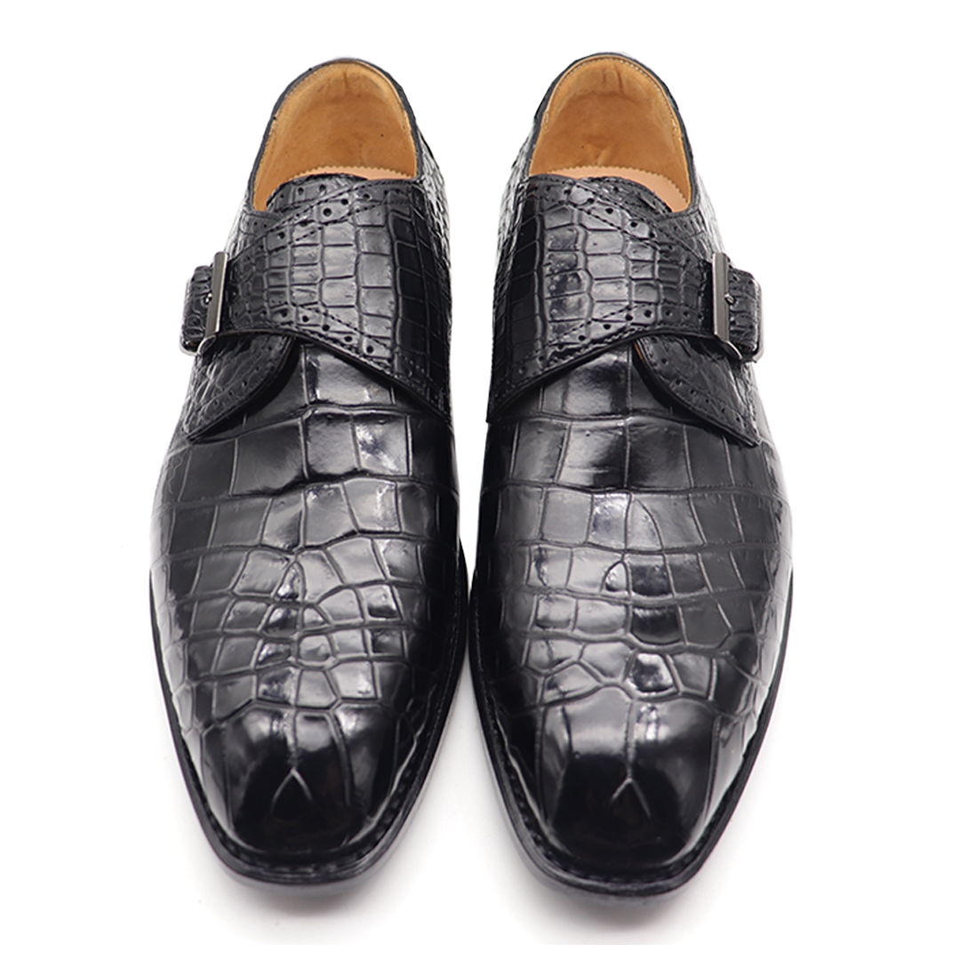 men's black alligator leather loafer|men's black monk strap alligator leather loafer