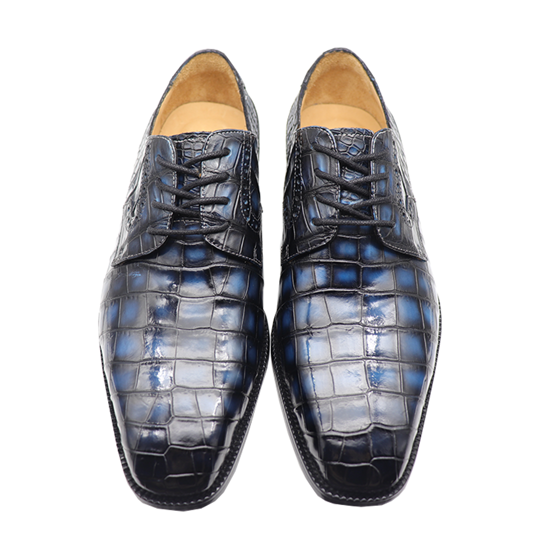 blue Alligator Monk Strap Oxford |  Alligator OXFORDS