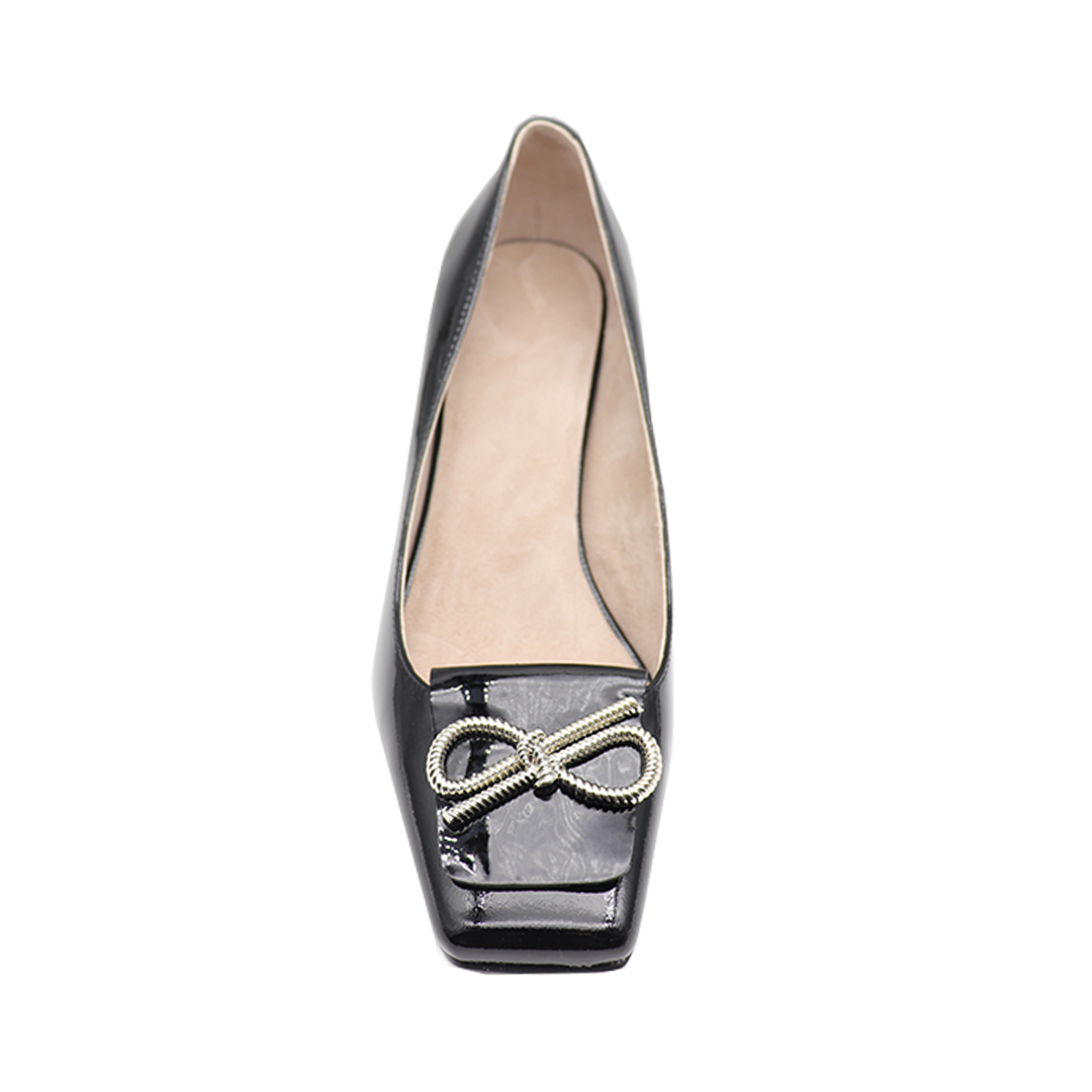 black sheepskin Square heel