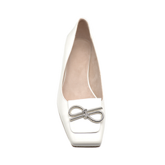 white sheepskin Square heel