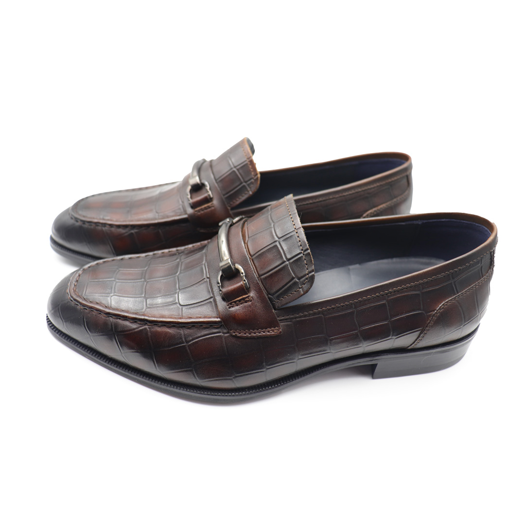 Men's Brown Calfskin Moc Toe Classic Bit Loafer