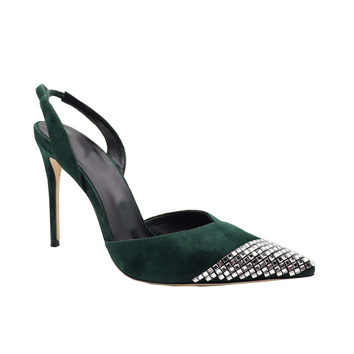Dark Green Patent leather Heels | Antifur Iron the Toe with Drill Pointy Toe Heels: A Unique and Fashionable Choice