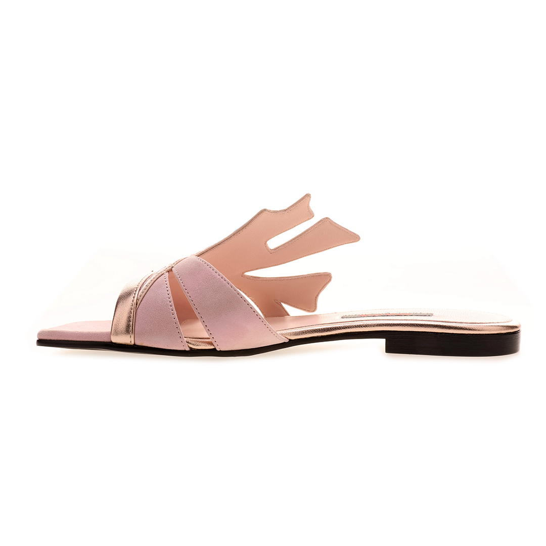 Women pink silk leather Sandals |pink irregular silk leather Sandals
