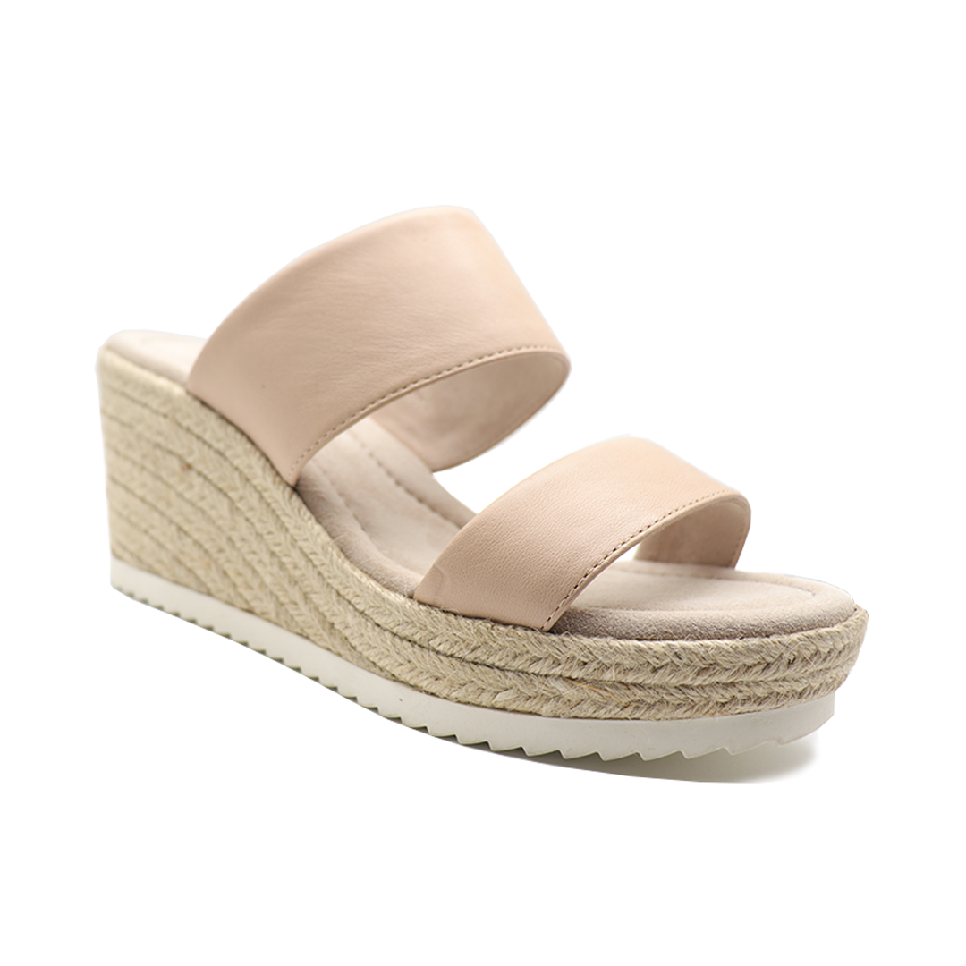 Simplicity band nude espadrille wedges