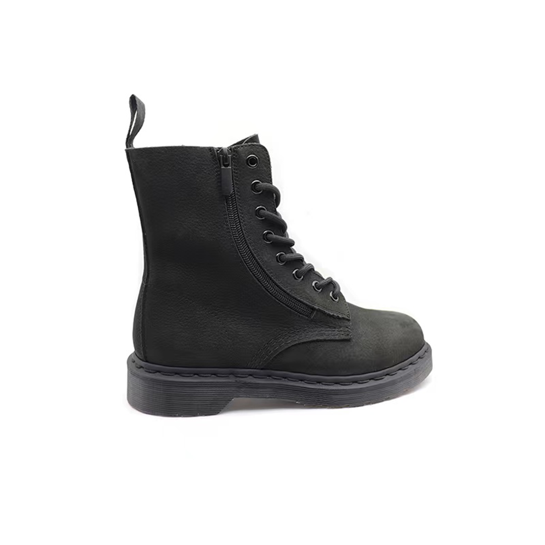 Black Double Zipper Boot for Women First Frosted Lychee